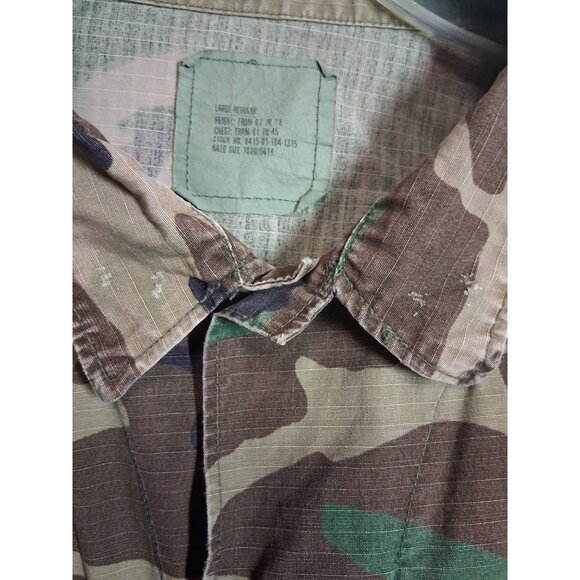 Army Military Fatigues Jacket Woodland Print Men's Size Large Regular Grunge Y2K - Picture 5 of 8